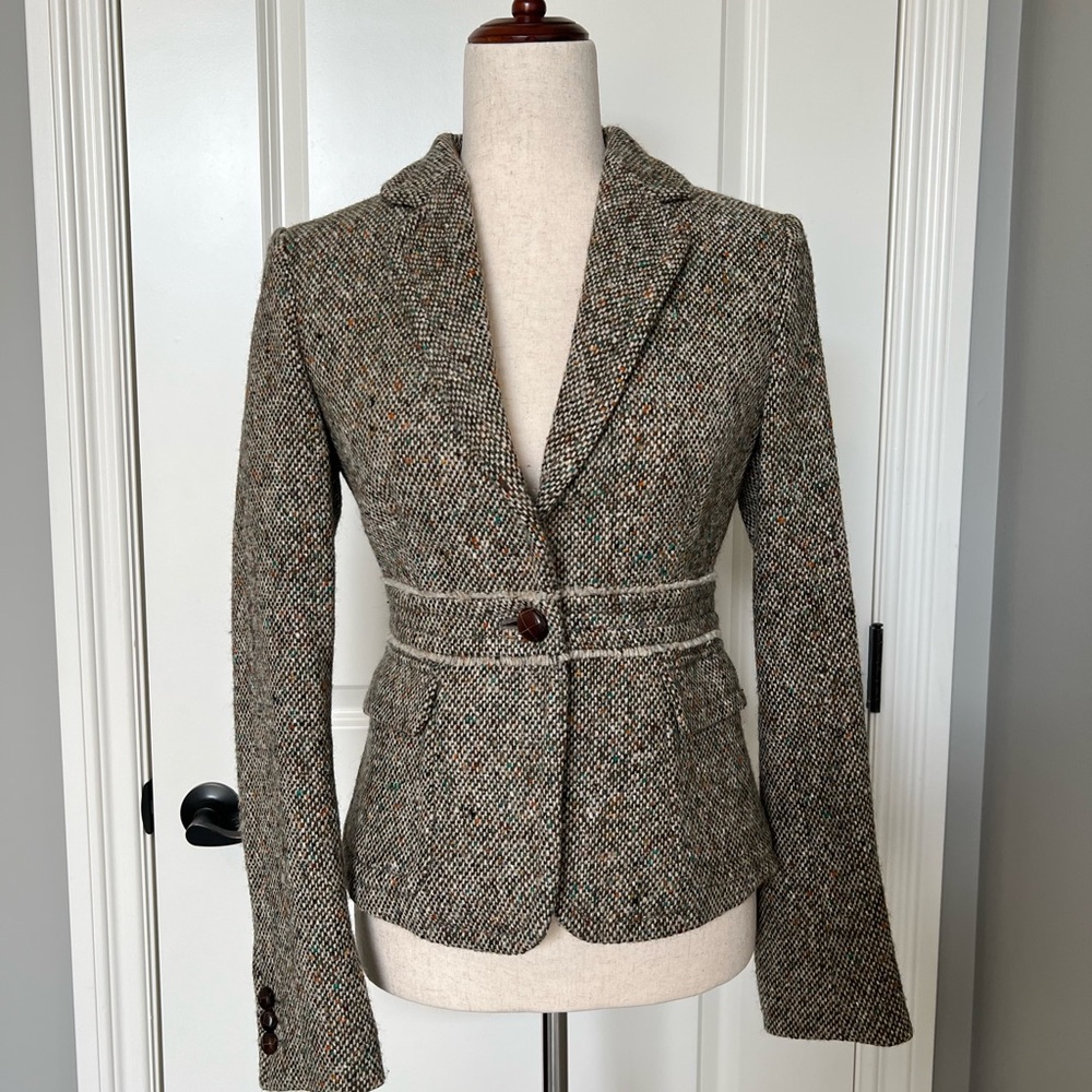 J. Crew Women Size 4 Brown Tweed Blazer